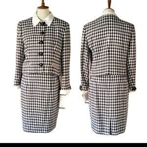 Vintage 80's Dior Dead Stock Black & White Houndstooth Two Pi…